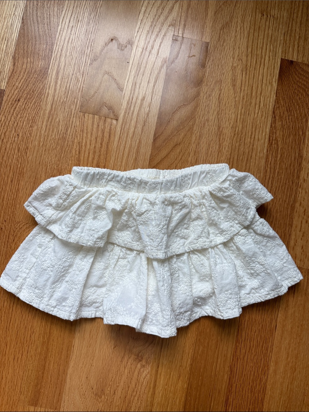 Toddler White Tiered Eyelet Skirt With Built in Shorts